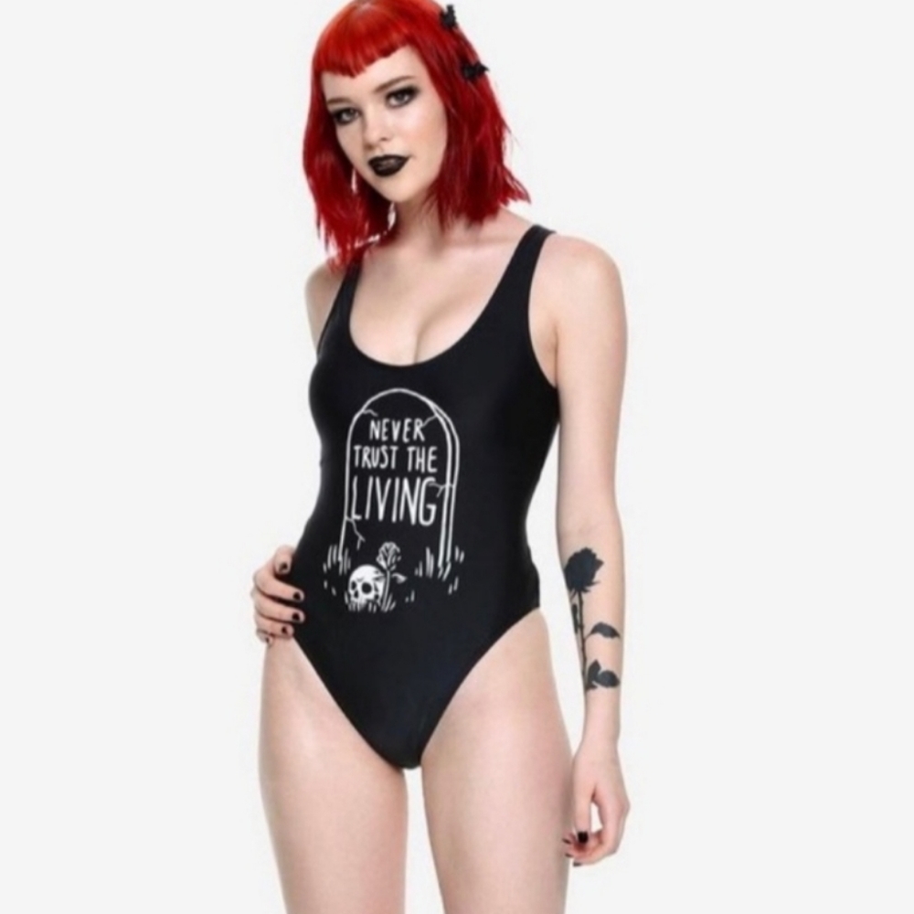 Blackcraft Hot Topic Never Trust The Living Swimsuit NWT SZ L Beetlejuice